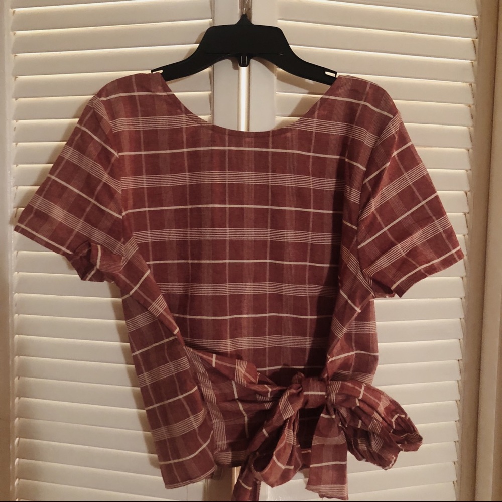boutique dusty rose tie cropped top